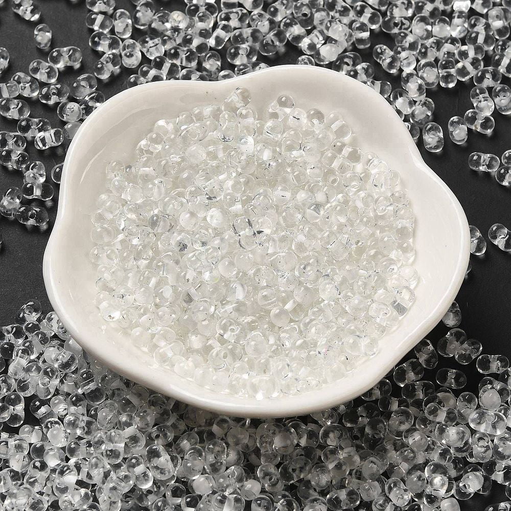 Glass 1 pound Glass Seed Beads Peanut Clear 5.5~6x3~3.5x3mm Hole: 1~1.2mm 4000pcs/pound