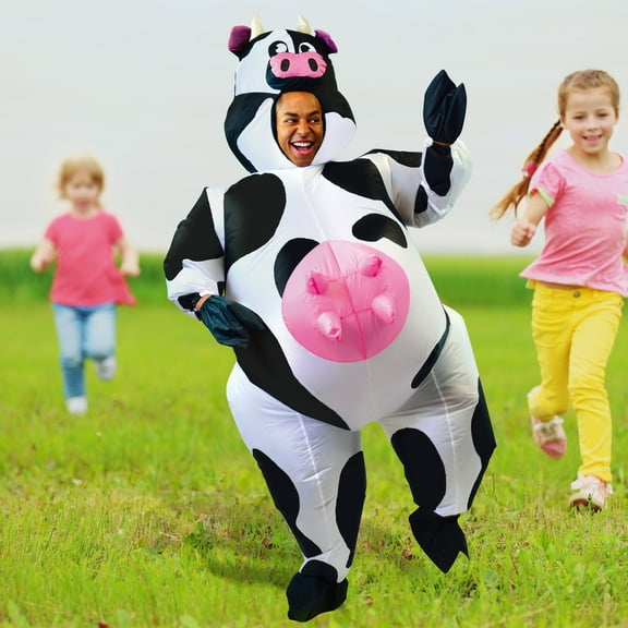 Joyfy Costume Gonflable d'Halloween pour Adultes, Déguisement de Vache à Air Gonflable Unisexe Cosplay