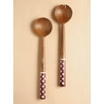 thumbnail image 2 of Yo Treasure Tiramisu Wine & White Dotted Resin Wood Salad Server Set, 2 of 5