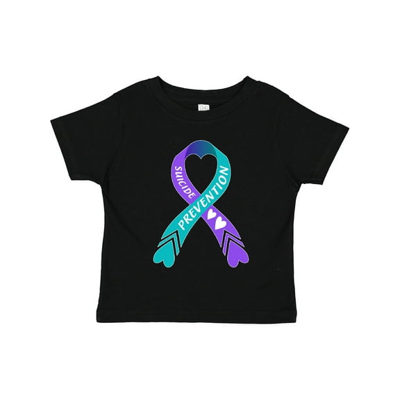 Inktastic Suicide Prevention Blue and Purple Ribbon with Hearts Boys or Girls Toddler T-Shirt