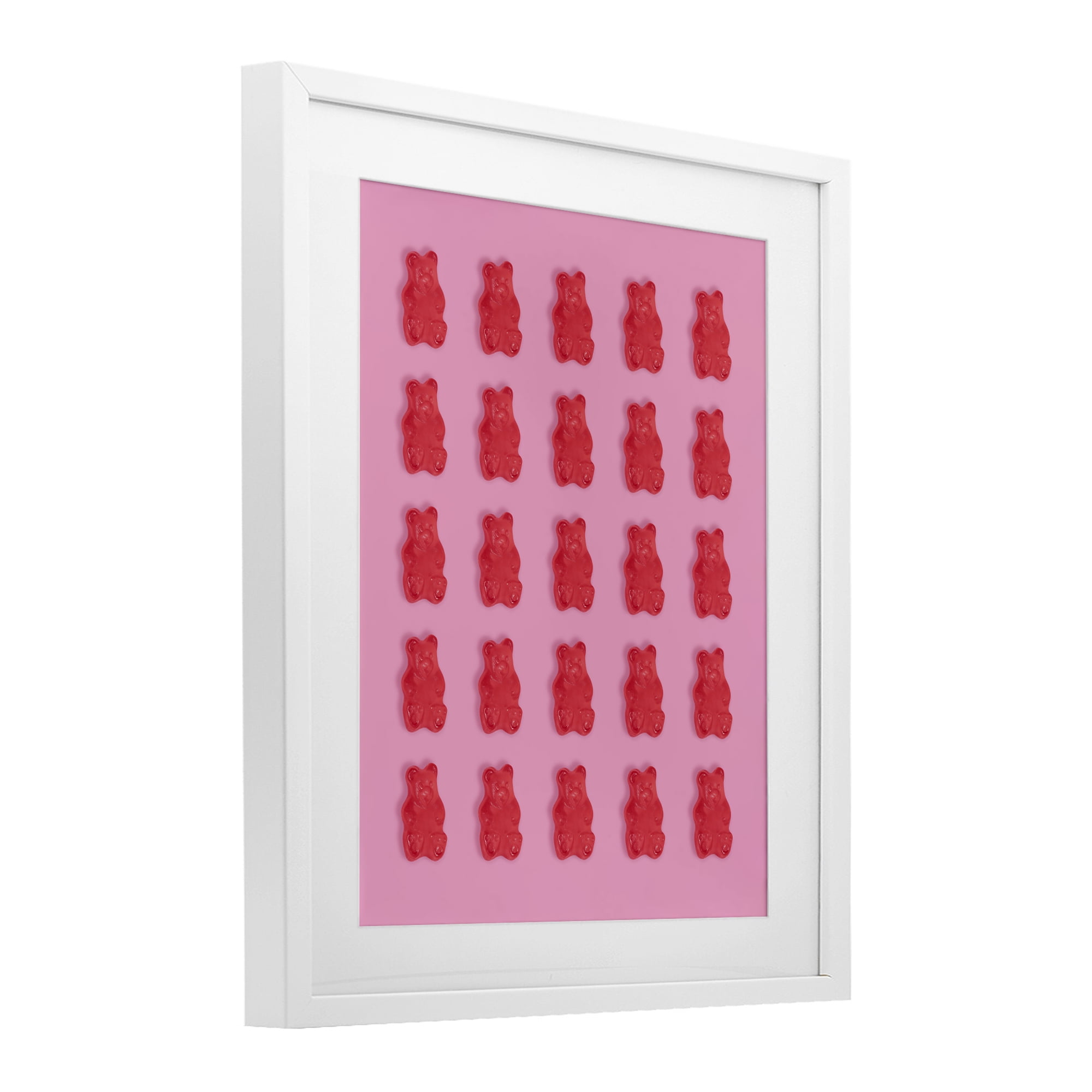 Stupell Industries Red Gummy Bears on Pink White Framed Print Under Glass, design by LISH Creative