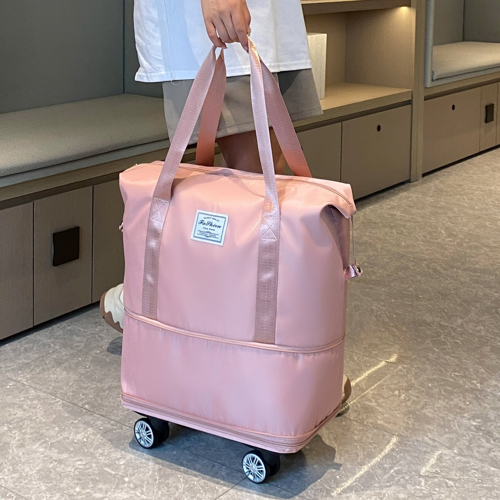 Expandable Rolling Travel Bag With 360° Detachable Wheels Foldable Luggage Bag Waterproof Carry On Overnight Tote For Home Storage Gym Moving Camping