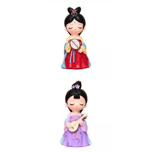 2 muñecas chinas con trajes antiguos. Con Abanico y Con Pipa