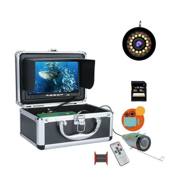 7'' HD 1080P DVR Fish Finder Underwater Fishing Camera HD 1280*720 Screen15pcs White LEDs 15pcs Infrared Lamp ,Cool Gifts for Fishing