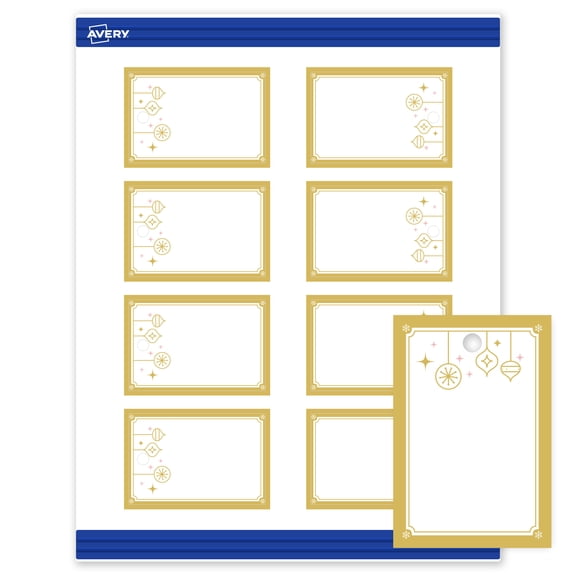 Avery Tags, 2" x 3", Gold-Metallic Ornaments, Matte, 80ct