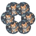 thumbnail image 2 of Dogs Astronauts Space 6 Pcs Drink Coasters with Holder Absorbent Coasters Woven Coasters for Drinks Table Desk Protection Home Decor, 2 of 7