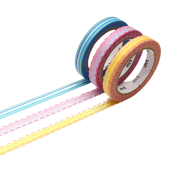 MT Slim Washi Paper Masking Tape [Produced in Japan]: 0.24 in. x 23 ft. (Deco Line) 3-pack