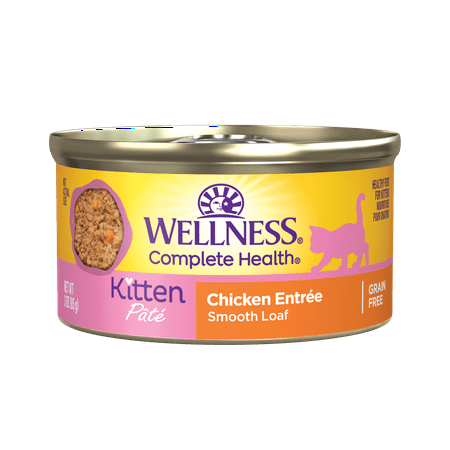 Wellness Complete Health Grain Free Canned Cat Food, Kitten Recipe Chicken Pate, 3 Ounces (Pack of 24)