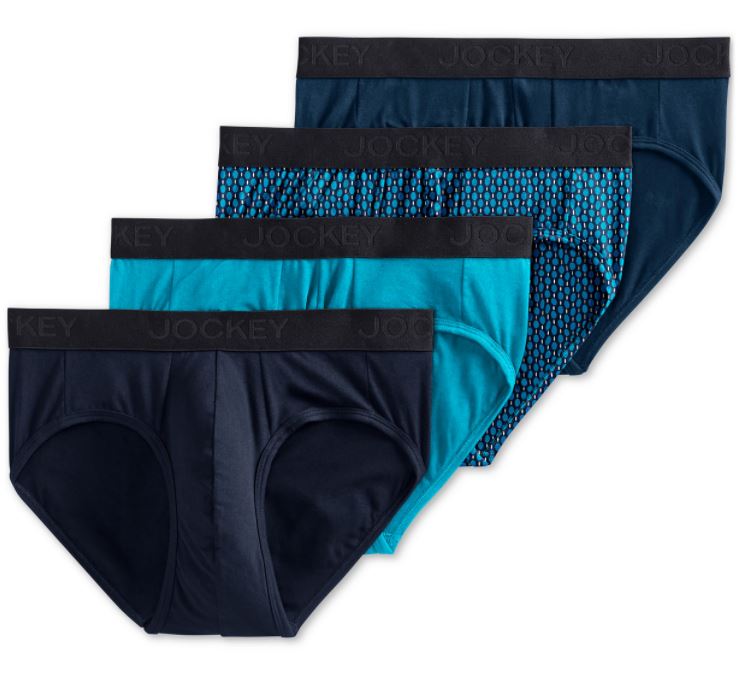 JOCKEY MEN'S BRIEFS X4 FLEX365 LAGOON LARGE UNDERWEAR PACK 4 COTTON