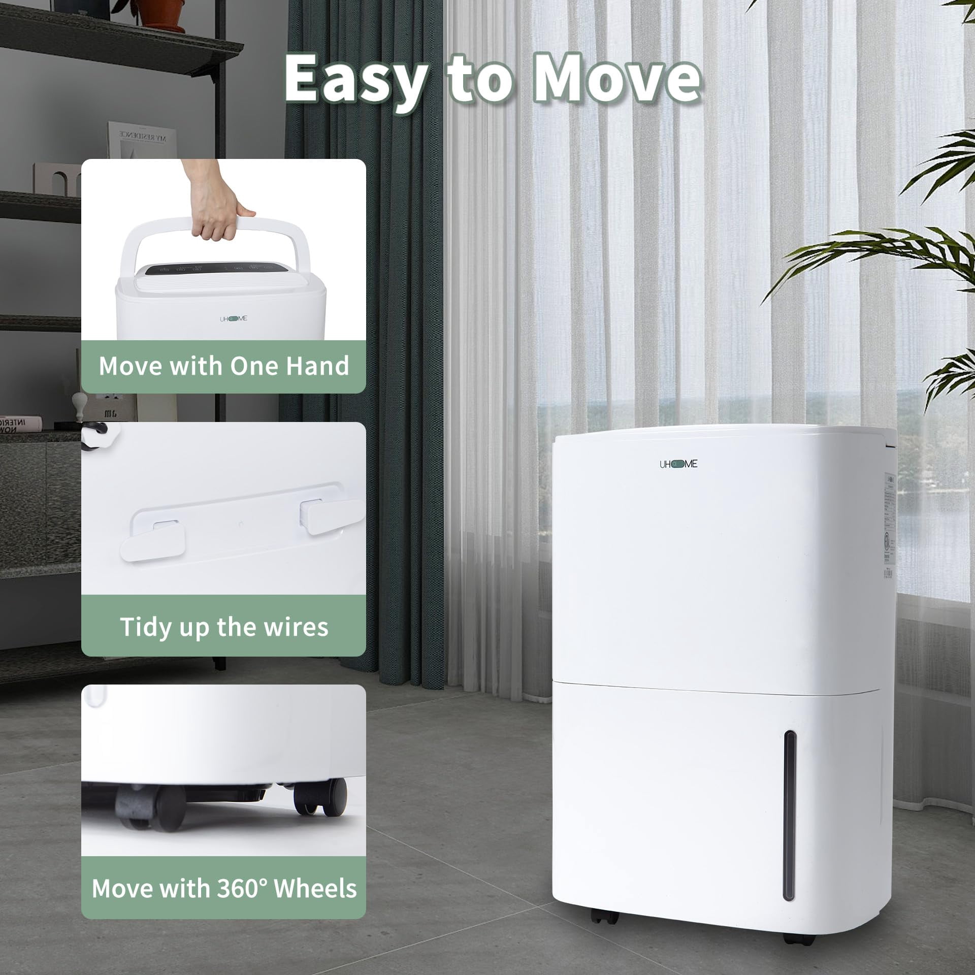 Uhome 150 Pints 7000 Sq. Ft Dehumidifier in White with Pump White