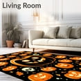 thumbnail image 2 of ODIKA 3'x5' Machine Washable Non-Slip Area Rug, Charming Halloween Themed Round with Pumpkin and Skull Motifs High Traffic Rug, Orange, 276689, 2 of 7