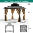 thumbnail image 6 of Luku 10x10FT Outdoor Hardtop Gazebo, Galvanized Iron Double Vent Roof with Curtains & Netting, Aluminum Frame Pavilion for Patio, Lawn, Deck, Garden, 6 of 7