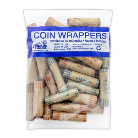 BAZIC Coin Wrappers Rolls, Quarter Dime Nickel Penny, Made in USA (36/Pack), 1-Pack