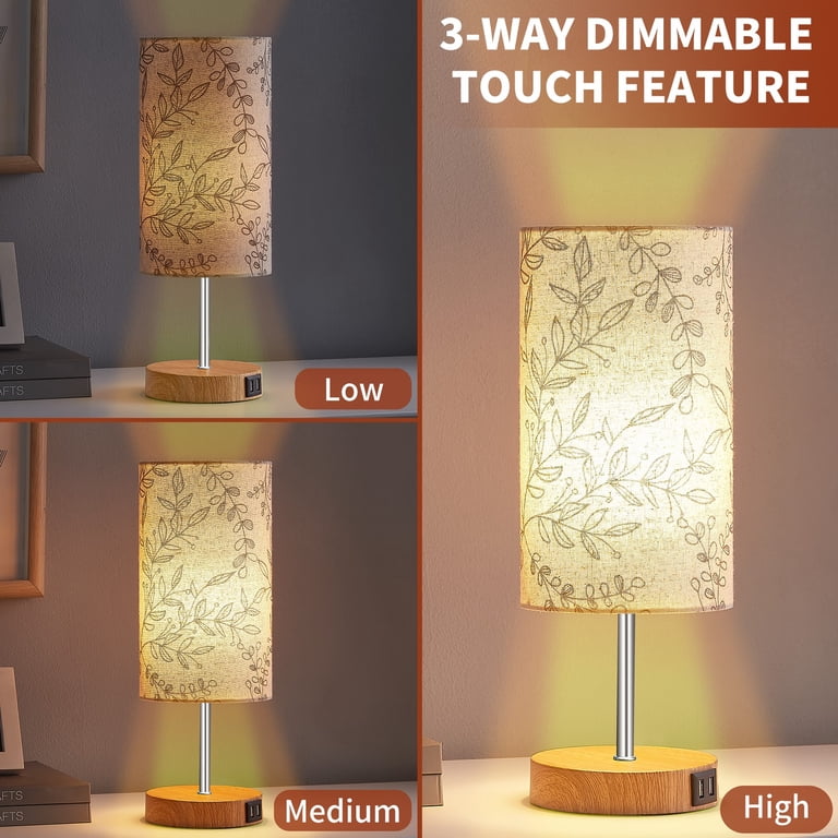 3-Way Dimmable Table Lamp with USB Ports, 15" photo 2