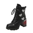 thumbnail image 1 of NECHOLOGY Botas Mujer Adulto Femenino Zapatos Botines de mujer Botines de mujer Otoño e Invierno tendencia de moda cambio Gradual estampado de cómodo tacón cuadrado tacón grueso (Black, 7), 1 of 6