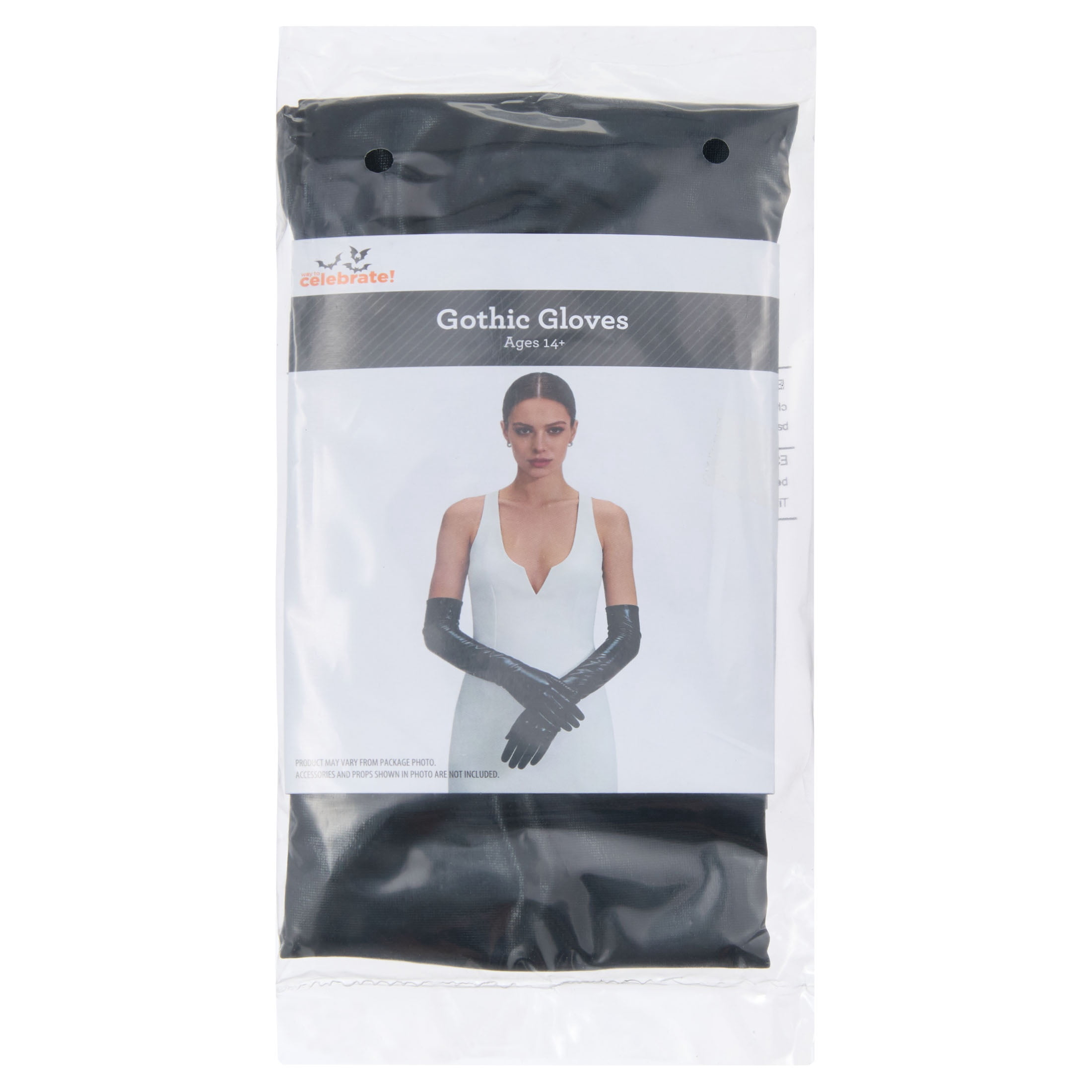 Gothic Gloves Costume Accessory for Adults, Black, Halloween by Way To Celebrate