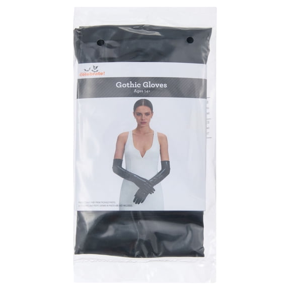 Gothic Gloves Costume Accessory for Adults, Black, Halloween by Way To Celebrate
