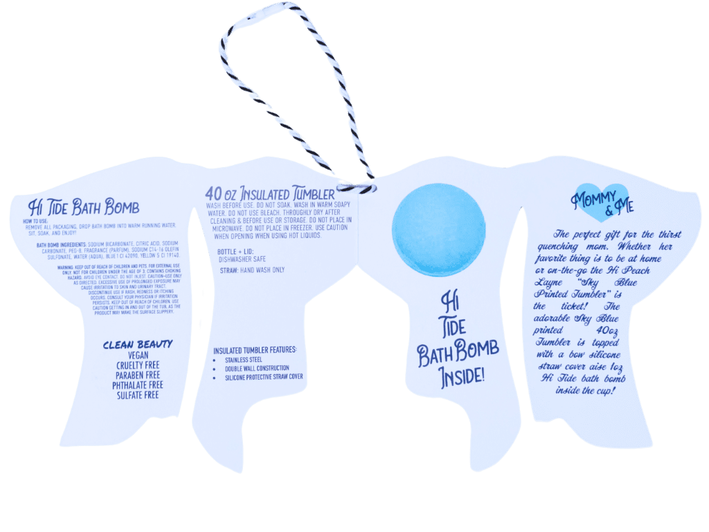 Hi Peach Layne Blue Floral Tumbler 40oz with Straw, Handle, & 30g Bath Bomb Inside, Limited Edition