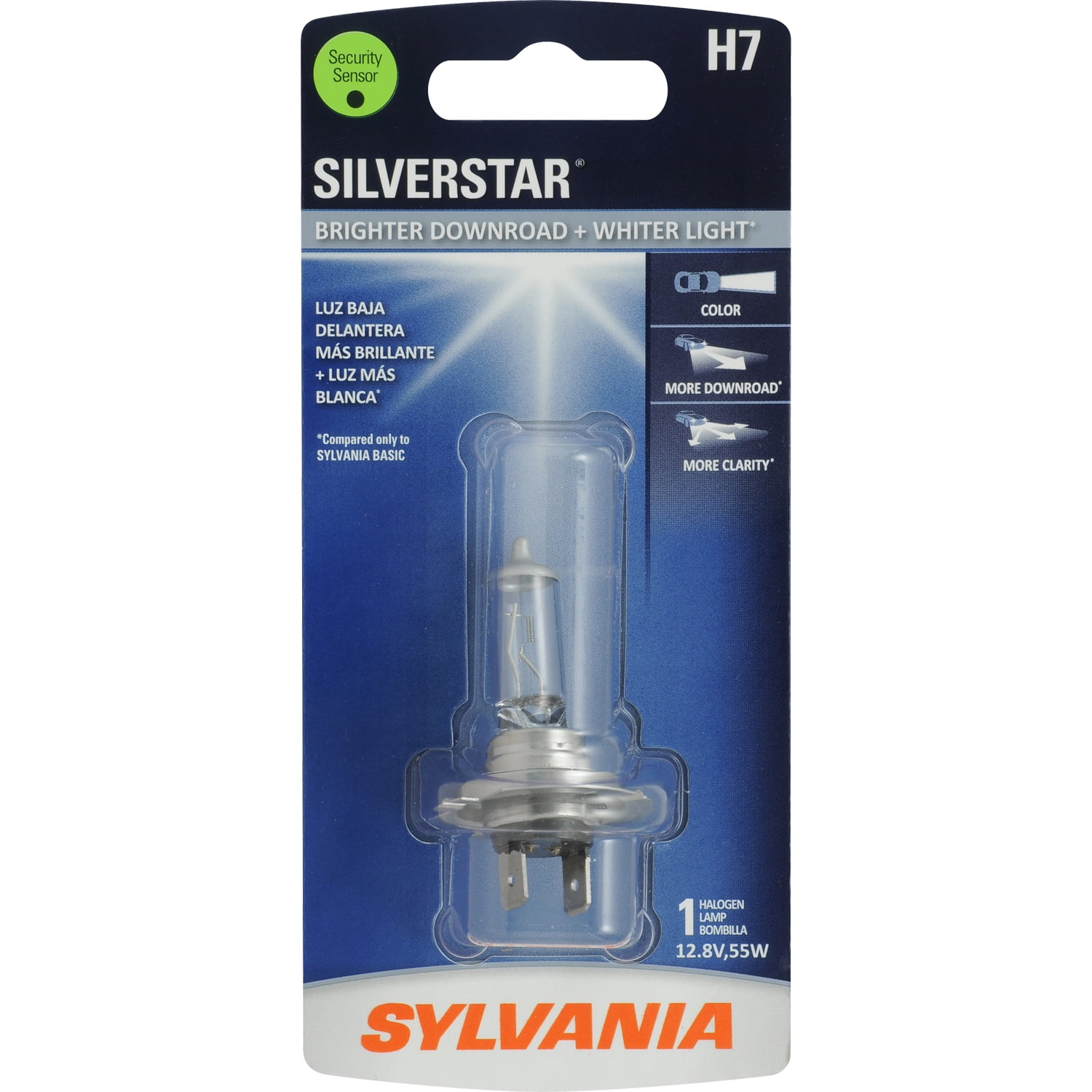 Sylvania Silverstar Ultra H7 55W Two Bulbs Head Light High Beam Replace Upgrade