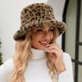 thumbnail image 4 of Yuanlong Womens Bucket Hat Fuzzy Leopard Print Plush Warm Winter Hat Wide Brim Windproof Retro Stylish Streetwear Headwear, 4 of 6