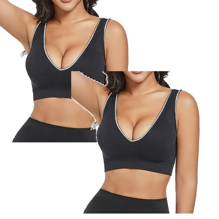 LUOGENLI Women Bralette Seamless Women s Front Side Buckle Lace Edge without Steel Ring Movement Seamless Gathering Adjustment Yoga Sleep Large Bra 2Pcs Women Bras Push up Washer L