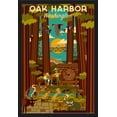thumbnail image 1 of Oak Harbor, Washington - Forest - Geometric - Lantern Press Artwork (24x36 Giclee Art Print, Gallery Framed, Black Wood), 1 of 1