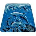 thumbnail image 3 of Chezmoi Collection Heavy Thick Korean Style Faux Mink Blanket Single Ply 9 Lbs, Reversible 750GSM Thick Silky Soft Plush Raschel Mink Blanket, 85" x 95" Asia King Size, Dolphins, 3 of 9