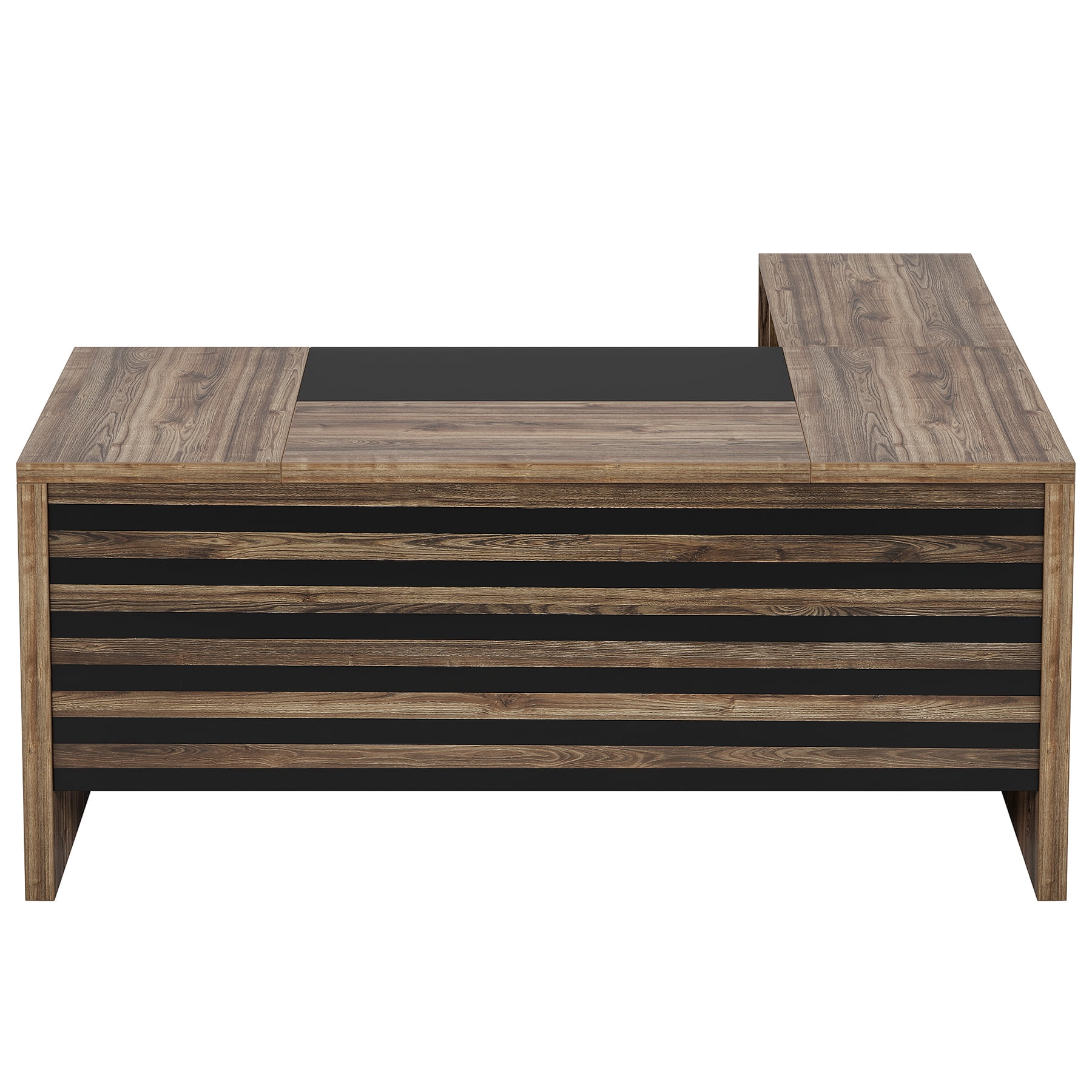 MAYEERTY 62.2" Office Desk Set: Mobile Cabinet, 450lb Capacity, Black & Grey Stripe Design