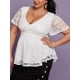 thumbnail image 1 of Blusa de Peplum con Encaje de Talla Extra Grande Rosegal  Blusas Tallas Grandes, 1 of 5