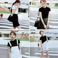thumbnail image 6 of JANDEL Women Summer Half High Collar Solid Color Loose Short Sleeve Casual T-Shirt Simple Wild Tops, Black L, 6 of 6