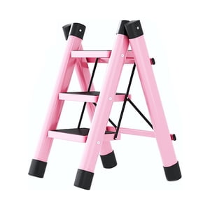 Step Ladder, Folding 3 Steps Non Slip Rustproof Iron Ladder with D Shape Pipe, for Home Use