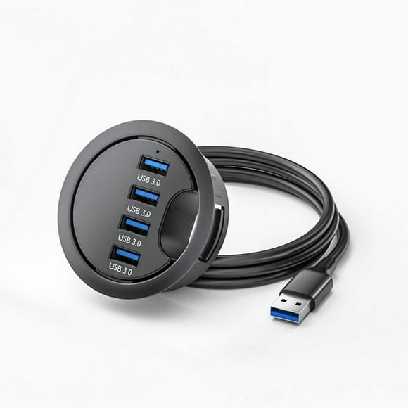 2.36” Grommet Hole in-Desk Mounting 4 Ports USB 3.0 Hub for Laptop PC Computer Hidden Power Socket Desk Hole Grommet Outlet