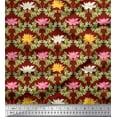 thumbnail image 1 of Soimoi Red Cotton Poplin Fabric Quarterfoil & Water Lily Floral Print Printed Craft Fabric By the Yard 42 Inch Wide, 1 of 3