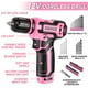 thumbnail image 3 of Juego de herramientas DEKOPRO, taladro inalámbrico rosa de 12 V para reparación del hogar para mujeres, 3 of 7