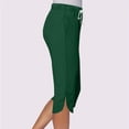 thumbnail image 4 of VV AVEORS Capri Pants For Women Split Side High Waist Casual Athletic Knee Length Summer Pants Casual Sweatpants With Pockets Dark Green M, 4 of 7
