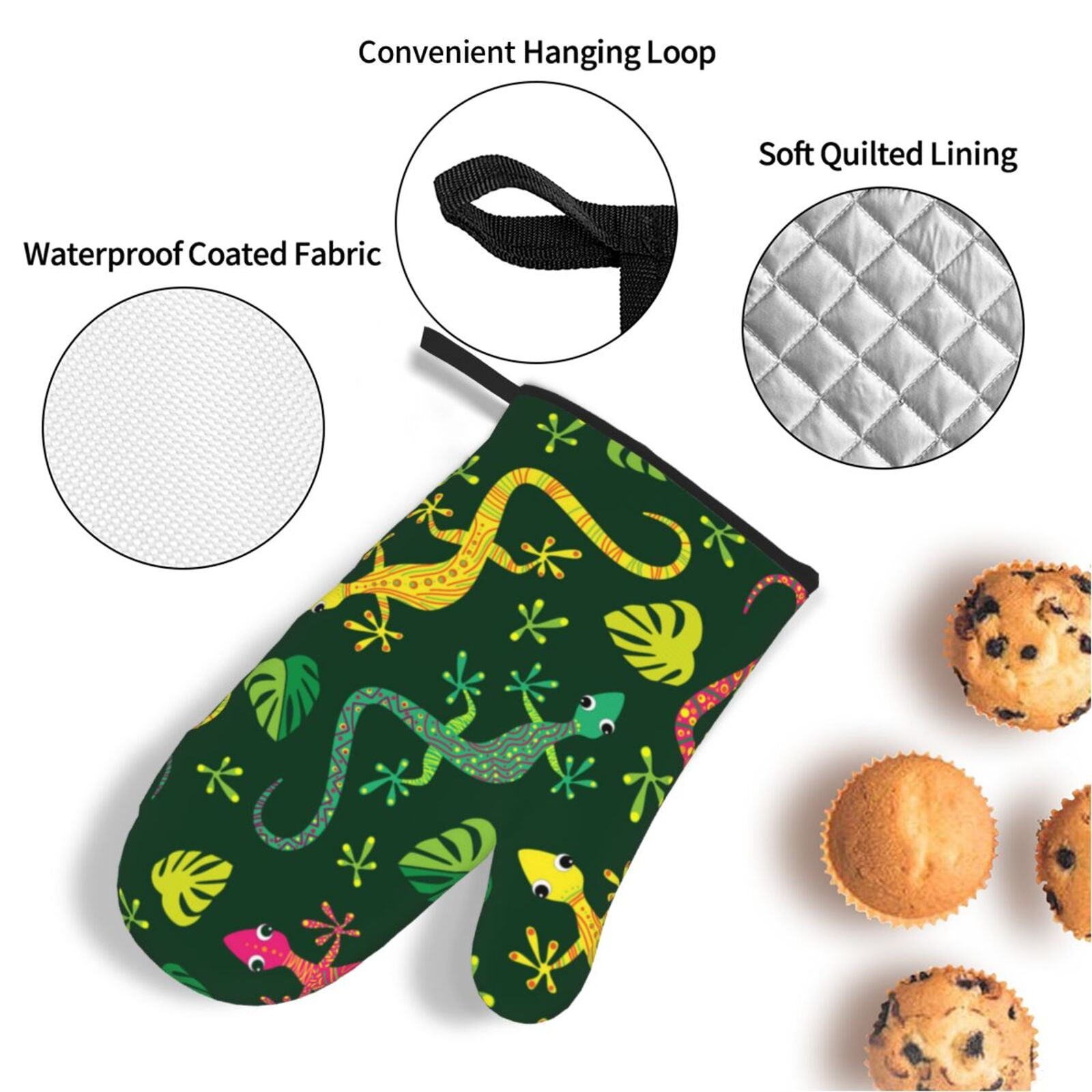 Colorful Lizard Gecko Native 4Pcs Oven Mitts and Pot Holders Sets Oven Kitchen Gloves Hot Pads for Cooking BBQ Baking Grilling
