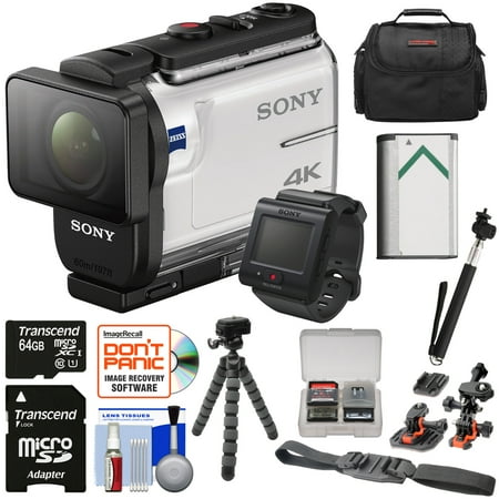 Sony Action Cam FDR-X3000R Wi-Fi GPS 4K HD Video Camera Camcorder & Remote + Helmet Mounts + 64GB Card + Battery + Case + Selfie Stick + Tripod (Sony Best Selfie Mobile)