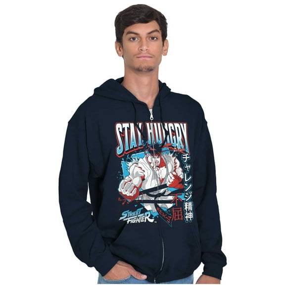 Street Fighter Ryu Stay Hungry Zip Hoodie Sweatshirt Men Brisco Brands S