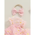 thumbnail image 6 of Musuos Baby Girl 2Pcs Summer Outfits 3 6 12 18M Short Puff Sleeve Daisy Print Romper Tulle Dress with Headband Set, 6 of 10