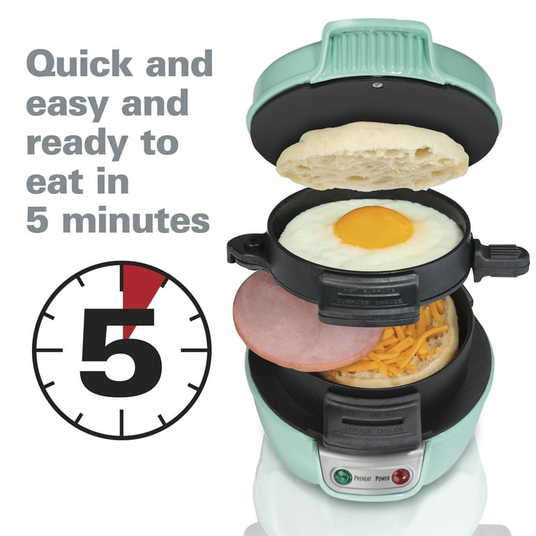 Hamilton Beach Breakfast Sandwich Maker with Egg Cooker Ring, Customize  Ingredients, Mint, 25482 