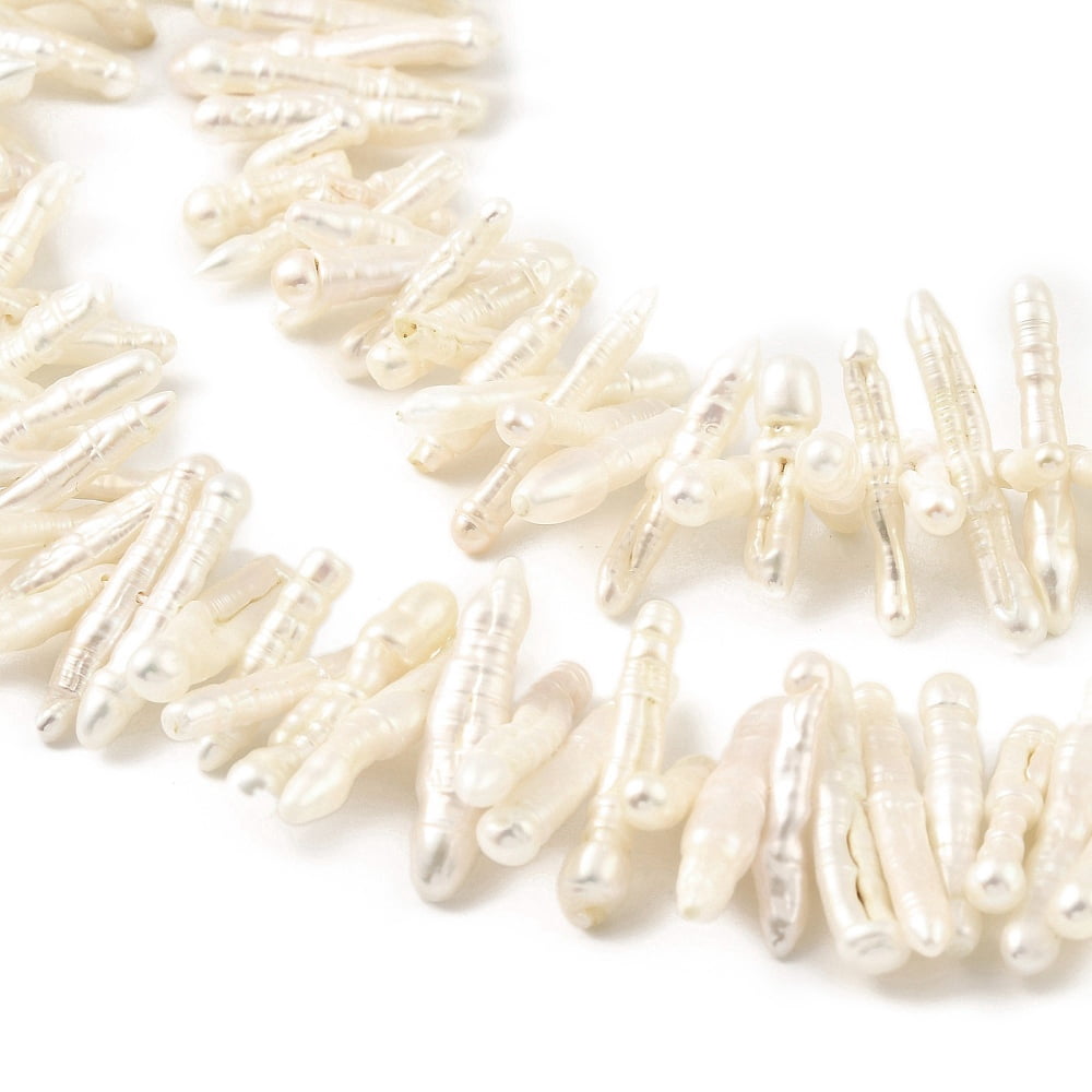 1 Strand Natural Baroque Keshi Pearl Beads Strands Stick Seashell Color 11~28x2.5x2.5mm Hole: 0.5mm about 102~142pcs/strand 14.76~16.14''