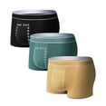 thumbnail image 1 of StSilkitty 3 Pack Men's Cotton Boxer Briefs No Riding Up Underwear Mid Rise Soft Breathable Stretch Underpants, 1 of 8