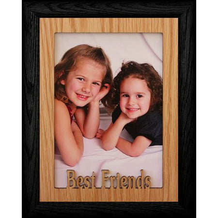 5X7 Jumbo ~ Best Friends Portrait Picture Frame ~ Oak Veneer Laser Cut Mat With Black