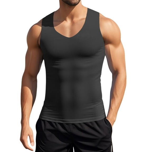 Bcfgryg Men's Summer V Neck Slim Fit For Sports And Fitness Occasions Sleeveless Bottom Tank Tops Vest for Men