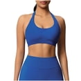thumbnail image 2 of Neewe Women's Seamless Sports Bra Knitted Yoga Suit Gathering Breathable Workout Gym Tank Top for Women-Blue L, 2 of 9