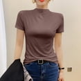 thumbnail image 1 of TINZ T-Shirt Décontracté Uni pour Femmes, Haut à Manches Courtes, Tee Léger Mode, Chemise Mode pour Femmes, Coupe Ample, Haut Femme, Hauts à Col pour Femmes, Manches Longues, 1 of 3