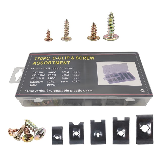 Scienceny 170 unids/set tornillo de tuerca Universal en forma de U sujetador de Panel de puerta de tablero Interior Kit surtido accesorios Vehículos, repuestos y accesorios Mis