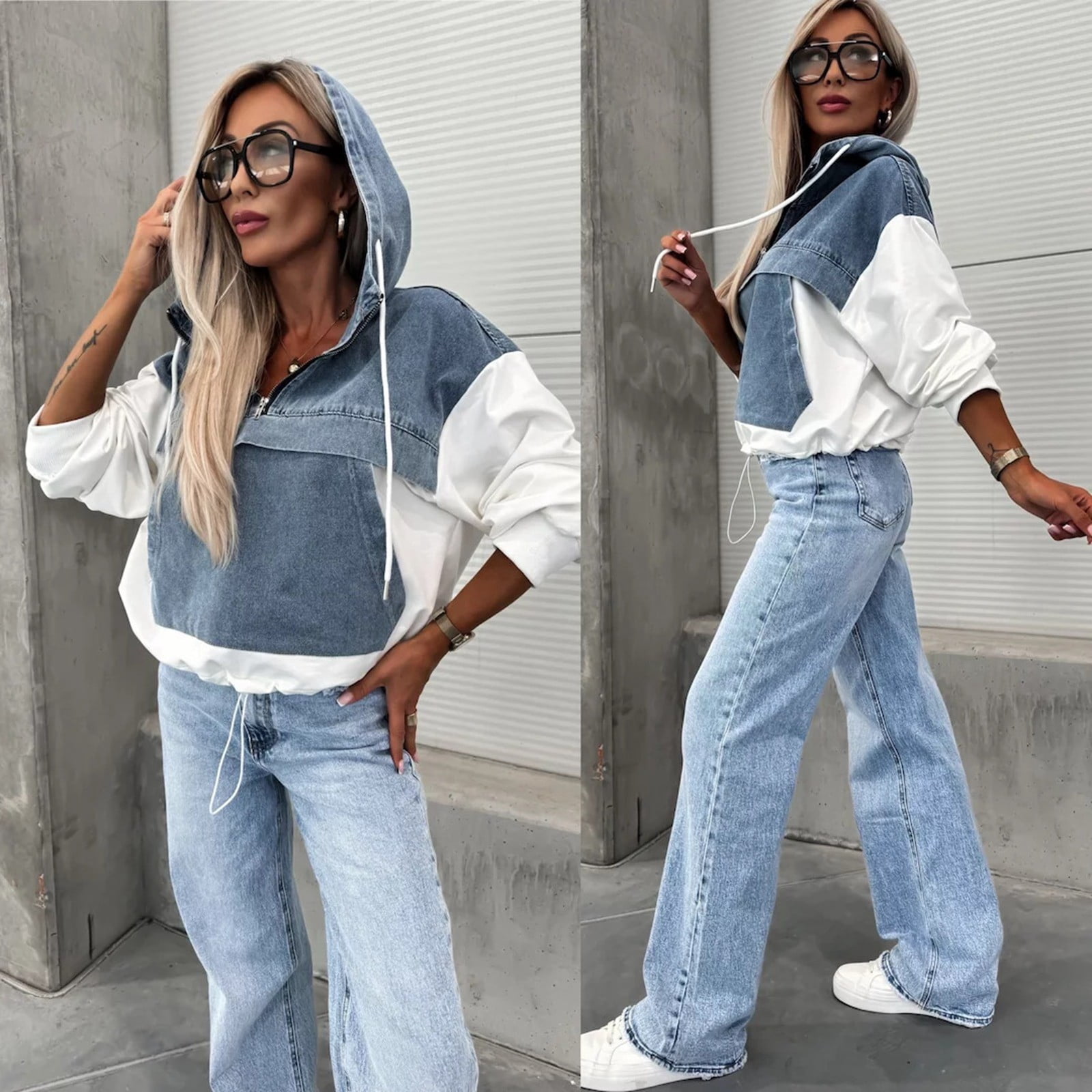 Women's Color Block Hoodie - Fashion Patchwork Pullover Sweatshirt (Sizes S-3XL) - View #6