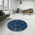 thumbnail image 4 of Ahgly Company Machine Washable Indoor Round Abstract Night Blue Area Rugs, 7' Round, 4 of 7