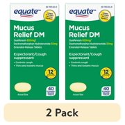 (2 pack) Equate Mucus Relief DM, Extended-Release Tablets, Chest Congestion Relief and Cough Suppressant, 40 ct